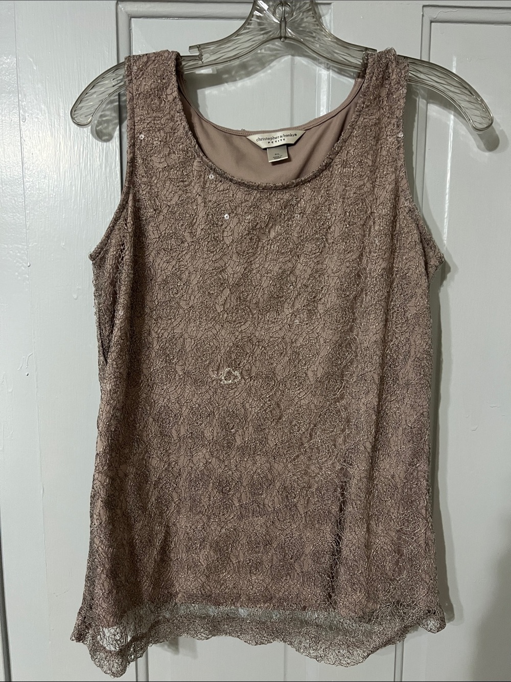 Christopher and Banks Sleeveless Lace Overlay Tank Top
